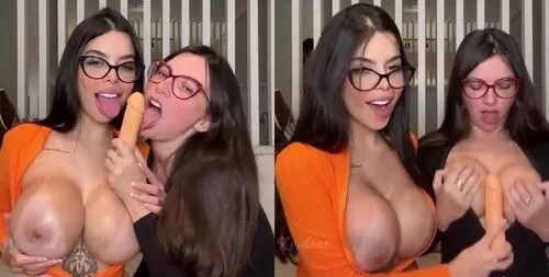 Jaiane Lima e Alyne Lary esfregando consolo nos peitos