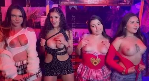 Jana Jenner Andriza Haack Ale Gaucha e Flora Favaretto peladas se pegando em festa